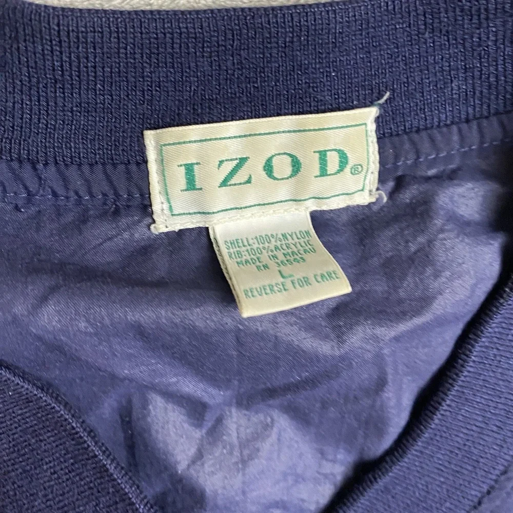 Izod Mens Large Blue Vintage Windbreaker Pullover